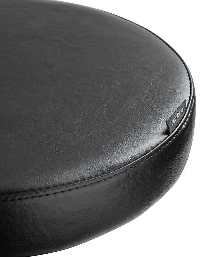 Round Black - Black salon stool - Chrome cross base